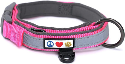 Pawtitas Lumberjack Padded Martingale Collar for Dogs | Soft Neoprene Dog Collar for Your pet's Comfort Made with Reflective Band for Maximum Visibility | Fits Small and Large Pets - XS Pink