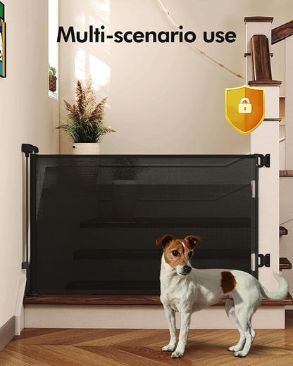 Retractable Baby Gates, Mesh Dog Gate for Doorways, 33.6" Tall, Expands to 71" Wide,Pet Safety Essential Fit for Baseboards, Wide Toddlers Gates for Hallways, Indoor & Outdoor,Black