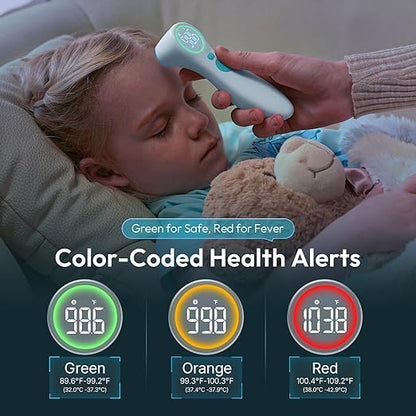 No-Touch Thermometer for Adults and Kids, 1-Second Fast Reading, Color-Coded Fever Alarm, Silent Mode, Object & Room Temperature Function