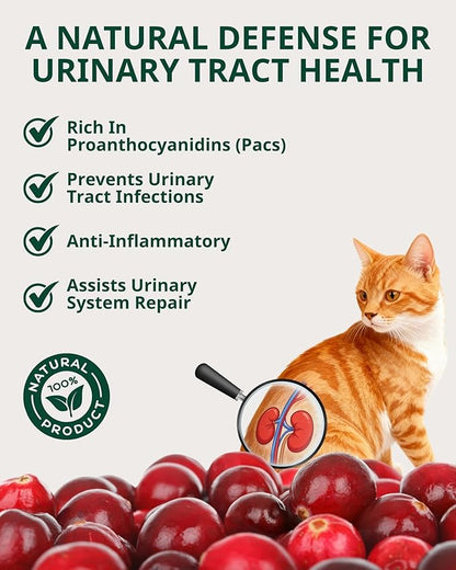 Feline Urinary Tract Health, Cat UTI Remedy, Cranberry & Natural Herbal Cat Supplement for Urinary and Kidney Health, Promotes Immunity, Chicken Flavor, 60ml/2fl.oz