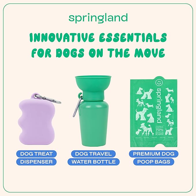 Springer Dog Treat Pouch for Effort-Free Squeeze Dispensing - Easy-Fill, Food-Grade Silicone Treat Pouches for Pet Training - Includes Carabiner-Lilac