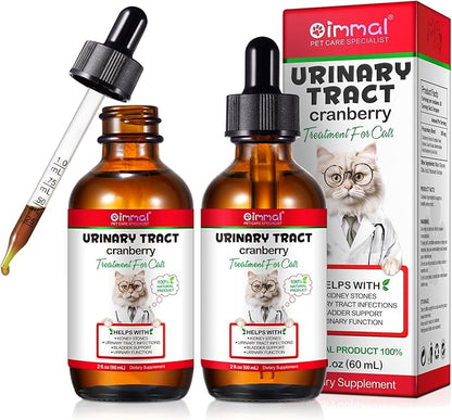Urinary Tract for Cats, Natural Cat Urinary Tract Infection Treatment Drops Supports Bladder, Kidney Stone, Cat UTI, Cranberry Kidney Bladder Support Supplement, Chicken Flavor - 60ml / 2.02oz-2PCS
