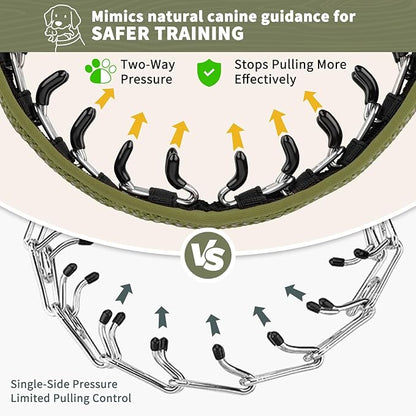 Mayerzon Martingale No Pull Collar for Medium Large Dogs German Shepherd Doberman Pitbull, Patented Anti Pull Correction Dog Collar for Safety Walking Training, Reflective, Adjustable(M/L, Army Green)