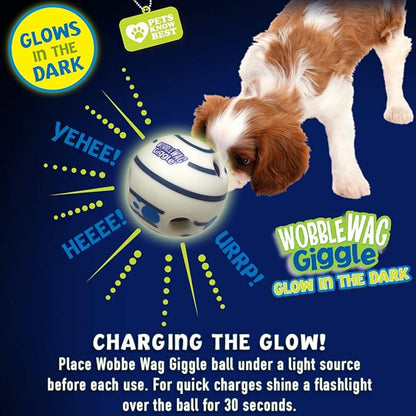 Wobble Wag Giggle Glow in the Dark | Rolling Enrichment Toy for Playtime, Interactive Play for Indoor or Outdoor, Keeps Dogs & Puppies Large, Medium or Small Busy & Moving, As Seen on TV | Pack of 1