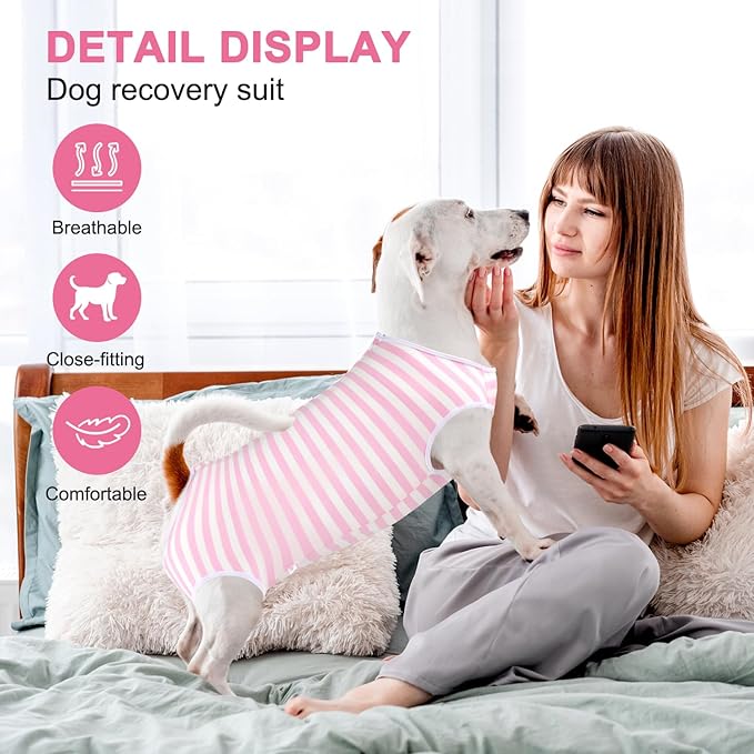 2 Packs Dog Recovery Suit for Surgery Dog Onesie Surgical Clothes Bodysuit for Male and Female Substitute E-Collar& Cone
