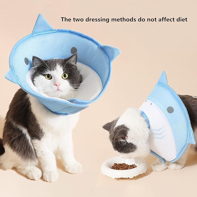 alfyng Elizabethan Dog Neck Collar Cute Shark Shape Dog Cone for Dogs Cats After Surgery Comfy Soft Pet Recovery Collar & Cone for Small Dogs Or Cats (S)