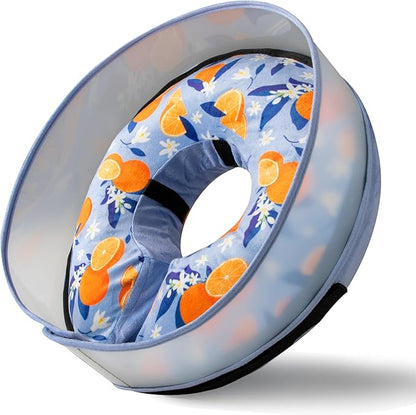Inflatable Dog Cone, Soft Dog Cone Collar After Surgery for Alternative with Enhanced Anti-Licking Guard Shield Adjustable Detachable, Elizabethan Collar (M, Orange)