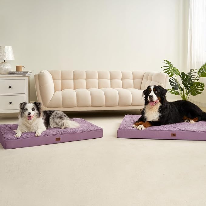 EHEYCIGA Orthopedic XL Dog Beds for Extra Large Dogs with Removable Washable Cover, Fog Purple, 44x32