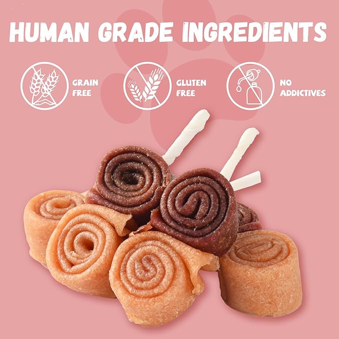 Pawmate Triple Flavor Dog Treats Chicken Duck Rawhide Lollipops, Long Lasting Rawhide Sticks Dog Chews in Fun Shape, High Protein Healthy Chewy Training Snacks for Medium Large Dogs, 4 Counts, 10.6 oz