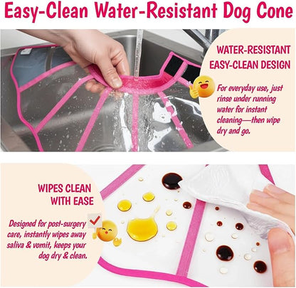 Comfy Dog Cone Collar for Dogs to Stop Licking, Soft Transparent E Collar for Small Dogs After Surgery, Extra-Long Recovery Cones, Durable & Easy-Clean Pet Neck Collars, Lightweight Cone(Rosered, S)