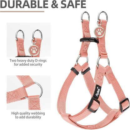 PUPTECK No Pull Dog Harness Soft Adjustable Basic Nylon Step in Puppy Vest Outdoor Walking with ID Tag Medium LightCoral
