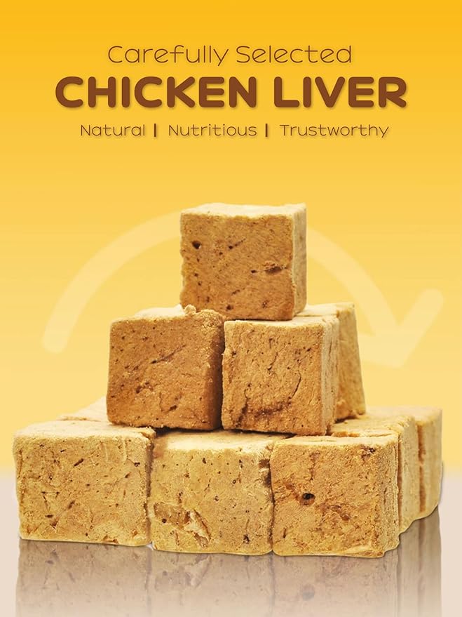 7 OZ Freeze Dried Chicken Liver Treats for Dogs Cats, High Protein Raw Dog Food Topper, Single Fresh Ingredient Treats, Rawhide Free
