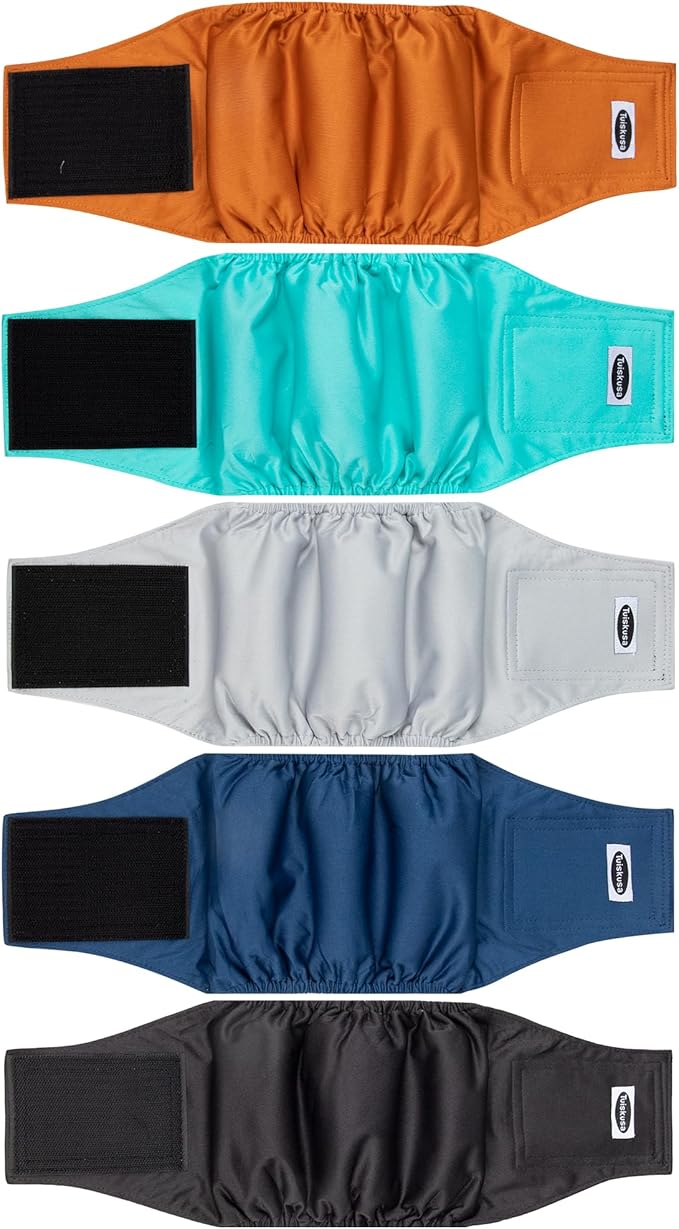 Tuiskusa Male Dog Diapers, High Absorbing Dog Belly Bands for Male Dogs, Washable Reusable Dog Male Wraps(5 Pack)