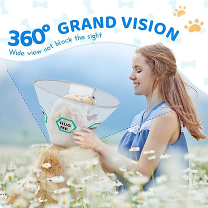 Supet Dog Cone Collar After Surgery to Stop Licking: Adjustable Recovery Elizabeth Collar Alternative for Large Medium Small Dogs, Plastic Pet Head Neck Cone (L)