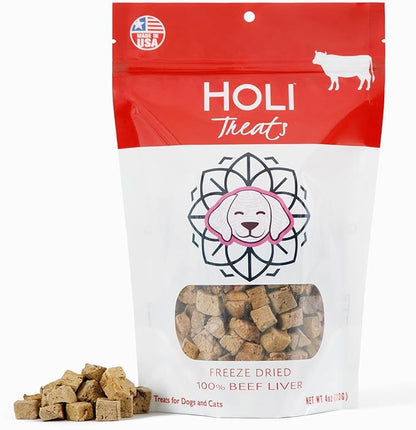 HOLI Freeze Dried Beef Liver Dog Treats – Single Ingredient Beef Dog Treats – Pasture Raised Liver Dog Treats Made in USA – Healthy Liver Treats for Dogs & Diabetic Dog Treat-Friendly - 8oz