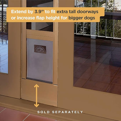 Hakuna Pets Patio Pet Door 3.9” Height Extension, Fits Screen Insert Panel for Medium Doors, Bronze