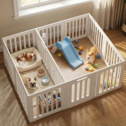 Dog Playpen with Door, Portable Large Puppy Playpen for Indoor & Outdoor Use, Tool-Free Assembly Modern Pet Play Pen for Dogs, Cats & Rabbit Cage