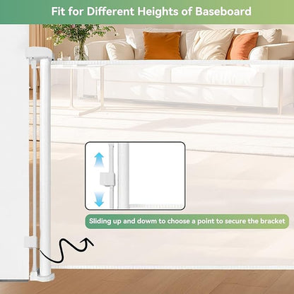 2 Packs Set 14" Tall Short Dog Gate to Step Over, Retractable Mesh Pet Door for Small Puppy, Extended up to 55" Wide for Indoor Stairs Doorways and Hallway(White)