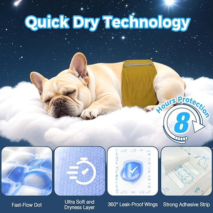 Dog Diaper Liners 100ct, Upgraded Ultra-Thin & Super Absorbent Dog Diapers Booster Pads for Male and Female Dogs, Disposable Doggy Diapers Inserts for Dog Belly Bands Wraps Period Panties (Regular)