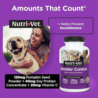 Nutri-Vet Bladder Control Supplement, Cranberry Supplement, Dog Products, Immune Support, Helps Dog Urinary Incontinence, Bladder Control Pills, Urinary Tract Health, Puppy Support, 90 Tablets