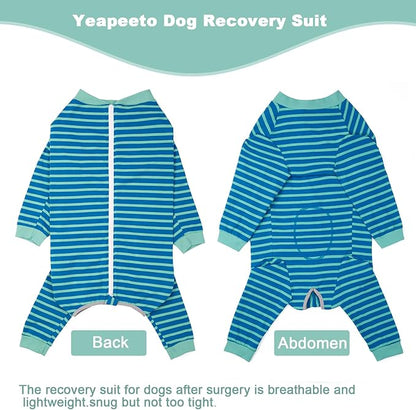 Yeapeeto Dog Onesie Surgery Recovery Suit for Large Medium Bodysuit Dogs Pajamas PJS Full Body for Shedding, Prevent Licking, Wound Protection, Cone Alternative… (Blue Green, 7X-Large (Pack of 1))