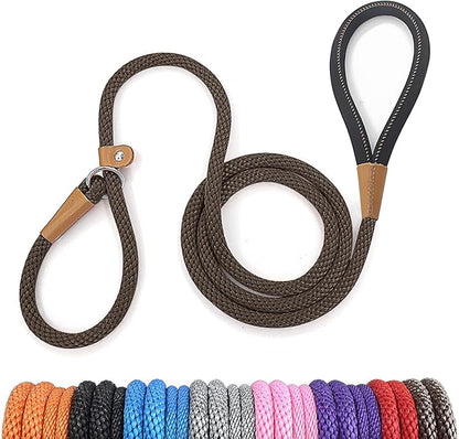 lynxking Dog Leash Slip Lead 5 6 8 FT Dog Training Leash Strong Heavy Duty Braided No Pull Training Lead for Small Medium Large Dogs
