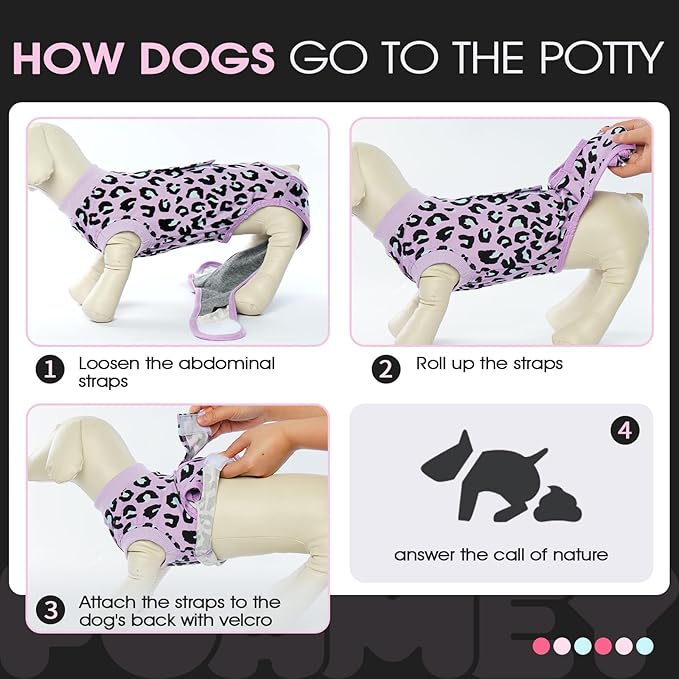 FUAMEY Recovery Suit for Dogs After Surgery,Soft Breathable Dog Bodysuit E-Collar & Cone Alternative Surgical Suit,Male Female Dog Neuter Spay Suits Anti Licking Wounds Onesie Purple Leopard S
