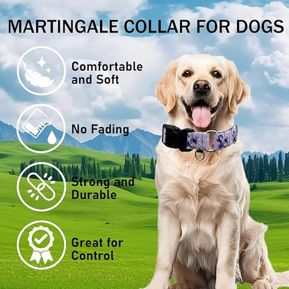 Purple Martingale Dog Collars for Medium Dogs with Buckle Floral Pattern Nylon Dog Collar (Purple Lily, Medium)