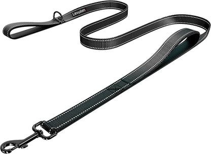 Dog Leash 6.5ft Long, Double Handle Dog Leash for Safety Control Training, Heavy Duty Dog Leads with Traffic Padded Handles, Reflective Leashes for Small Medium Large Dogs(6.5ft, Black)