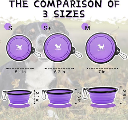 Collapsible Dog Bowls for Travel, 2-Pack Dog Portable Water Bowl for Dogs Cats Pet Foldable Feeding Watering Dish for Traveling Camping Walking with 2 Carabiners, BPA Free