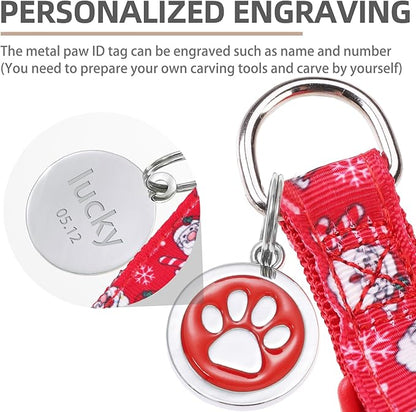 PUPTECK No Pull Christmas Dog Harness Soft Adjustable Basic Nylon Step in Puppy Vest Outdoor Walking with ID Tag, Red, M