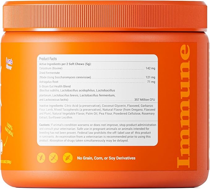 Multi-Symptom Dog Allergy Relief Chews with Probiotics - Soothe Itching, Ears, Paws - Lamb Flavored, 120ct