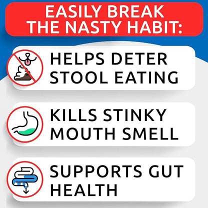 No Poo Chews for Dogs - Coprophagia & Stool Eating Deterrent with Probiotics, Digestive Enzymes & Breath Aid Support - Stop Dog Poop Eating - Made in USA