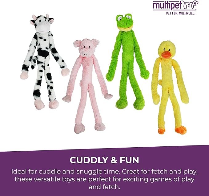 Multipet Swingin' Slevin Cow Dog Plush Toy - Squeaky Toys for All Dogs - Extra Soft Plush - Stuffed Animal for Cuddling & Playing - Cute (27”, White, 5 Squeakers)