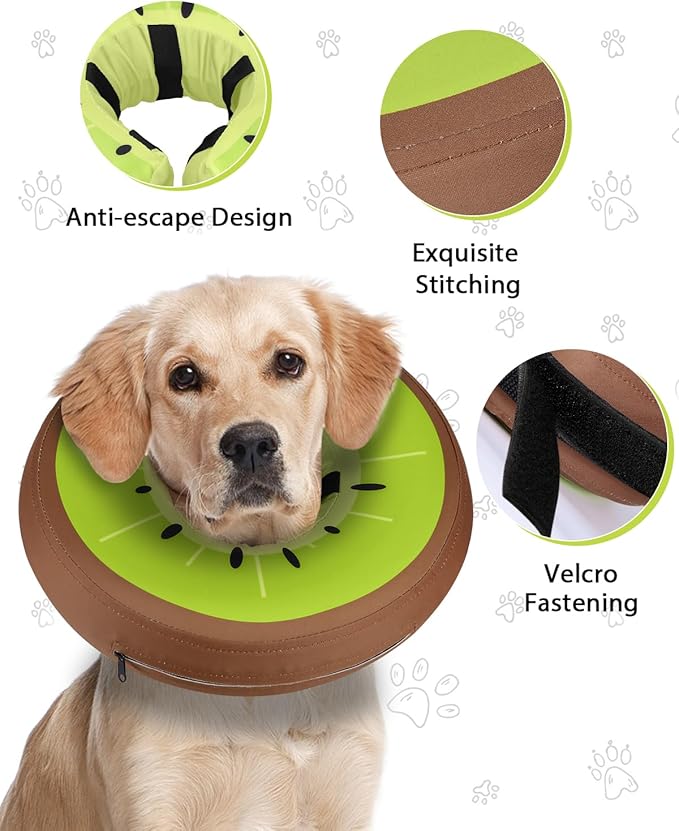 MIDOG Inflatable Dog Cone Collar Alternative After Surgery - Soft Protective Recovery Dog Cone for Large Medium Small Dogs & Cats, Elizabethan Collar for Dogs to Stop Licking - Kiwifruit,L+