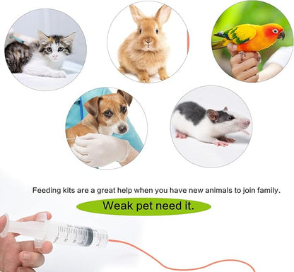 Pet Feeding Supplies Kit-3 Pack Red Rubber Feeding Tube(8Fr, 10Fr, 14Fr) With 3 Pack 10/30/60 Ml Syringes For Lamb,Goat,Sheep,Puppy,Kitten Whelping Feeding Watering