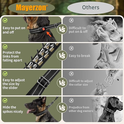 Mayerzon Martingale No Pull Collar for Medium Large Dogs German Shepherd Doberman Pitbull, Patented Anti Pull Correction Dog Collar for Walking Training, Reflective, Adjustable, Hidden(M/L, Black)