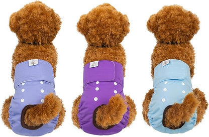 CuteBone Dog Diapers Female Washable Small Medium Large 3 Pack Reusable Doggie Diapers Puppy Period Pants for Doggy Heat Cycle Peeing