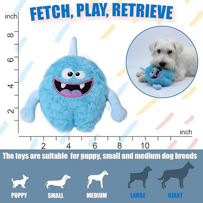Plush Squeaky Dog Toy, Crinkle Stuffed Dog Toy Keep Them Busy Tug of War Birthday Dog Chew Toy for Small Medium Large Dogs (Light Blue)