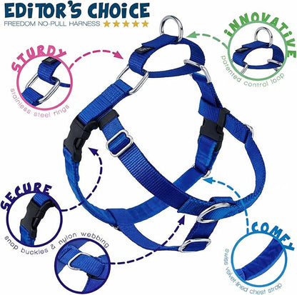 2 Hounds Design Freedom No Pull Dog Harness, Adjustable Harness, Easy Walking & Comfortable Control, Fits Small, Medium & Large Dogs, Solid Colors, Made in USA, 5/8" SM, Royal Blue