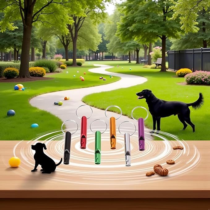 6Pcs Dog Training Whistle Set, Metal Whistles, Stop Barking and Recall Training