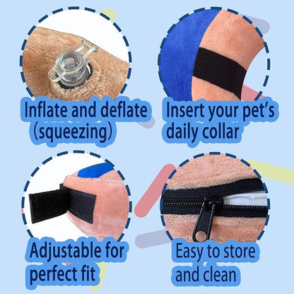 Inflatable Dog Cone Collar After Surgery, Soft Dog Neck Donut Collar, Blow up Donut E-Collar for Small Medium Large Dogs and Cats, Dogs Recovery Cone Alternative