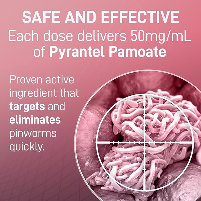 PARASITOL Pinworm Medicine for Family | Effective Deworming Formula with Pyrantel Pamoate, Quick Relief for All Ages, Easy Liquid Form, Safe & Gentle, Human Dewormer for All Parasites, 1 Fl Oz, 1-Pack