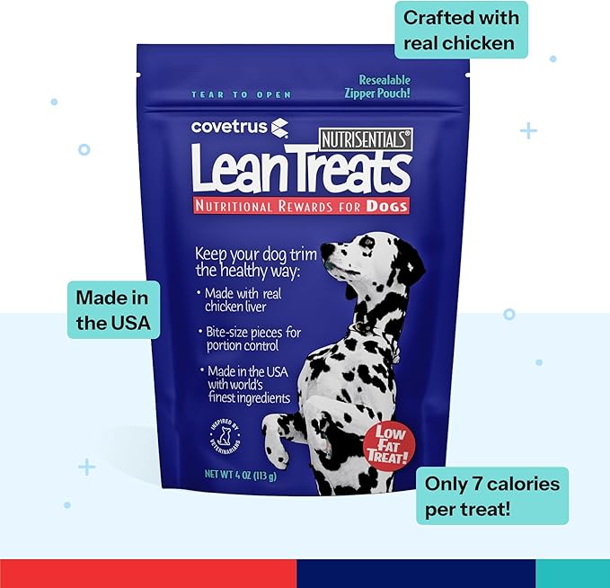 Covetrus Nutrisential Lean Treats for Dogs - Small, Medium & Large Dogs (K9) - Nutritional Low Fat, Bite-Size - Soft Chicken Flavor - 10 Pack - 4oz