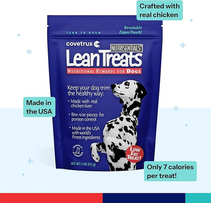 Covetrus Nutrisential Lean Treats for Dogs - Small, Medium & Large Dogs (K9) - Nutritional Low Fat, Bite-Size - Soft Chicken Flavor - Chicken Flavor - 3 Pack - 4oz