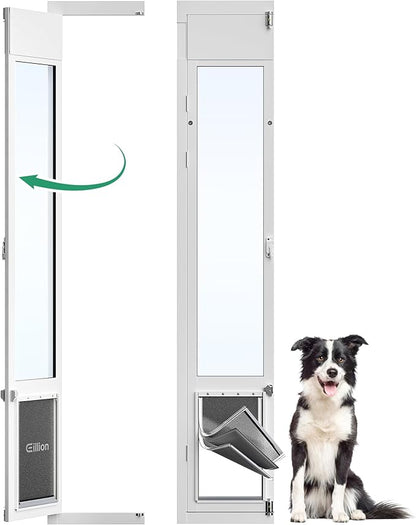 3 Flap Large Dog Door for Sliding Glass Door, Openable Pet Door for Sliding Glass Doors, Adjustable 75 7/8" to 81" Slider Height-Large