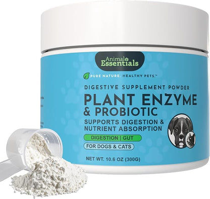 Animal Essentials Plant Enzyme & Probiotics - Probiotics & Digestive Enzymes for Dogs & Cats, Natural Daily Gut & Digestion Support Supplement for Pets, Plant Based - 10.6 oz