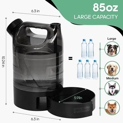 85 oz Large Portable Dog Water Bottle & Bowl for Active Large Dogs, No-Spill Leak Proof Dog Water Dispenser for Walking,Park,Travel, Camping, Hiking, Car - Durable, Sturdy & Easy to Carry