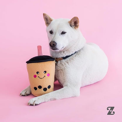 ZippyPaws NomNomz - Dog Squeaky Toys to Keep Them Busy, Funny Food Plush for Small & Medium Dogs, Cute Stuffed Puppy Toy, Pet Products, Gift for Dogs of All Breeds, Soft and Cuddly - Boba Milk Tea