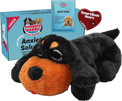 Snuggle Puppy Heartbeat Puppy Toy for Large Breeds, Breed Buddies Collection-Rottweiler, Plush Dog Toy with Real-Feel Pulse and Heat Pack for Crate Time, First Nights, and Rest